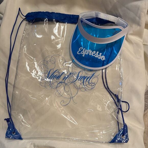 Sabrina Carpenter VIP Merch - Tour Jacket, Clear Drawstring Bag & Espresso Visor - Picture 7 of 14